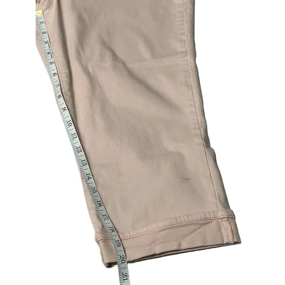 NYDJ Marilyn Straight‎ Leg Cuffed Capri Jeans Lift Tuck Plus Size 16 Pink Dusk